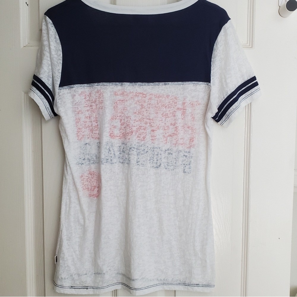 Clemson Burn Out Football Colorblock Tee White Navy Orange Casual Tigers Lg - Picture 6 of 8